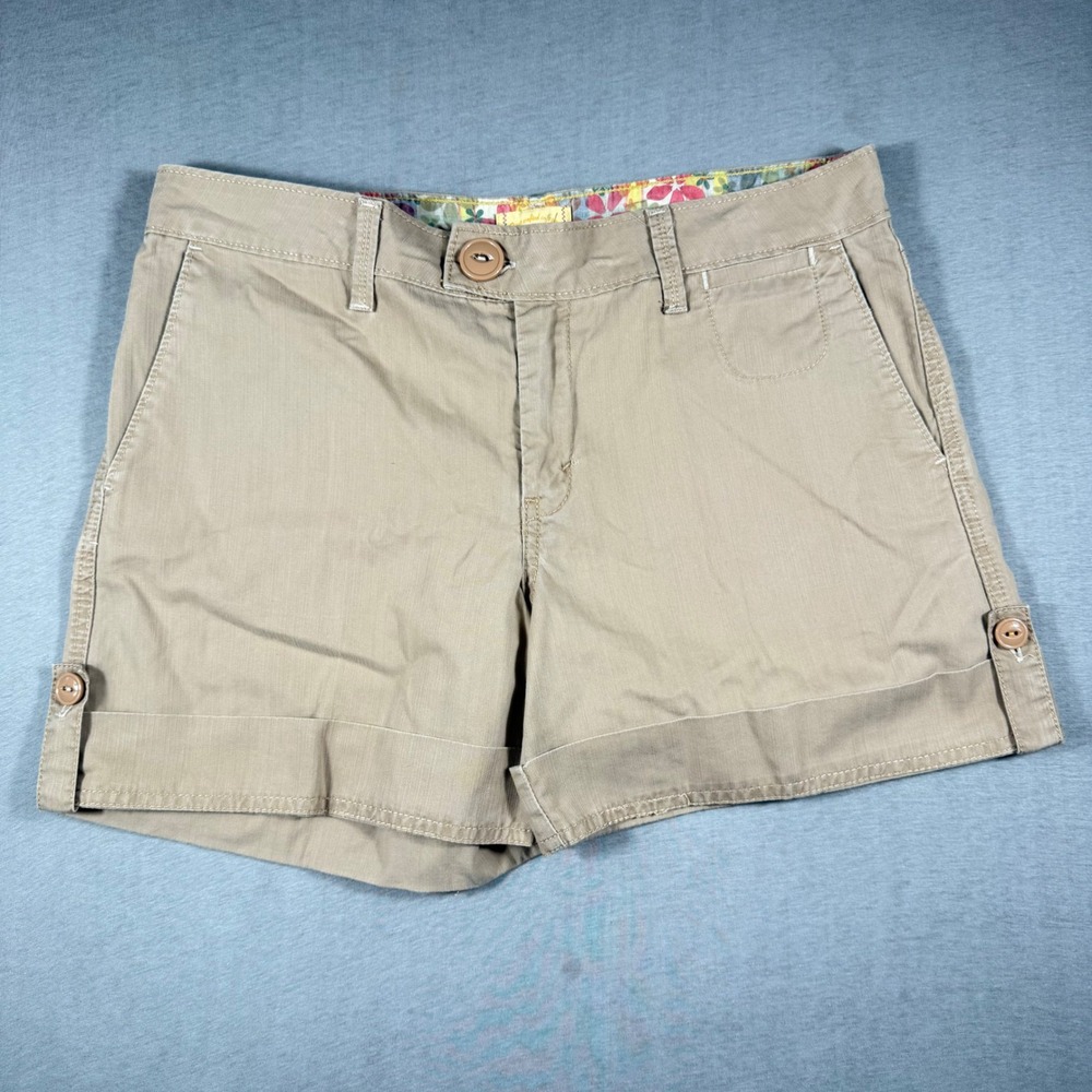 Levis Tab Twills Khaki Chino Shorts Womens 6 Tan Cotton Cuffed Button Pocket y2k